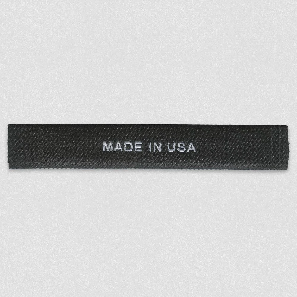 Etiqueta Tejida Negra Corte Recto Made in USA fabricado por LabelGo