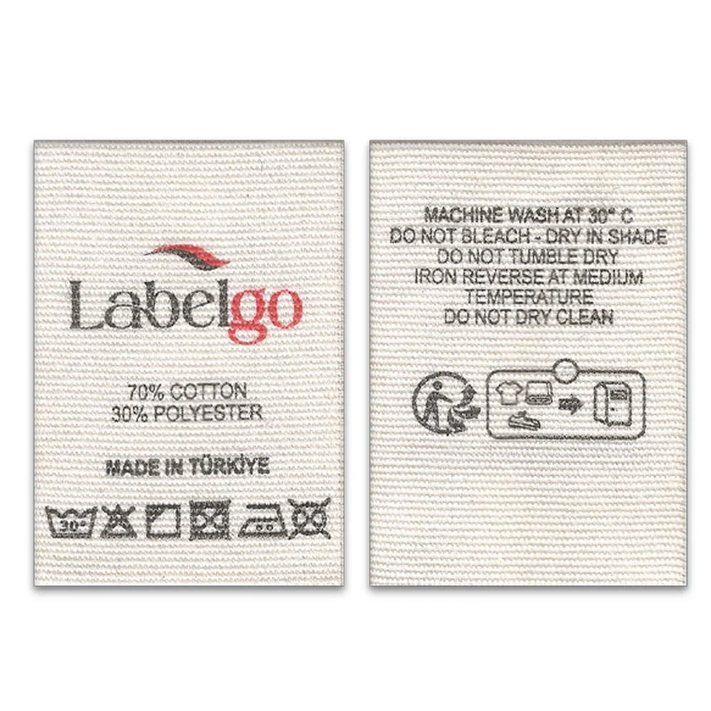 Etiqueta de Cuidado en Lona de Algodón Impresa fabricado por LabelGo