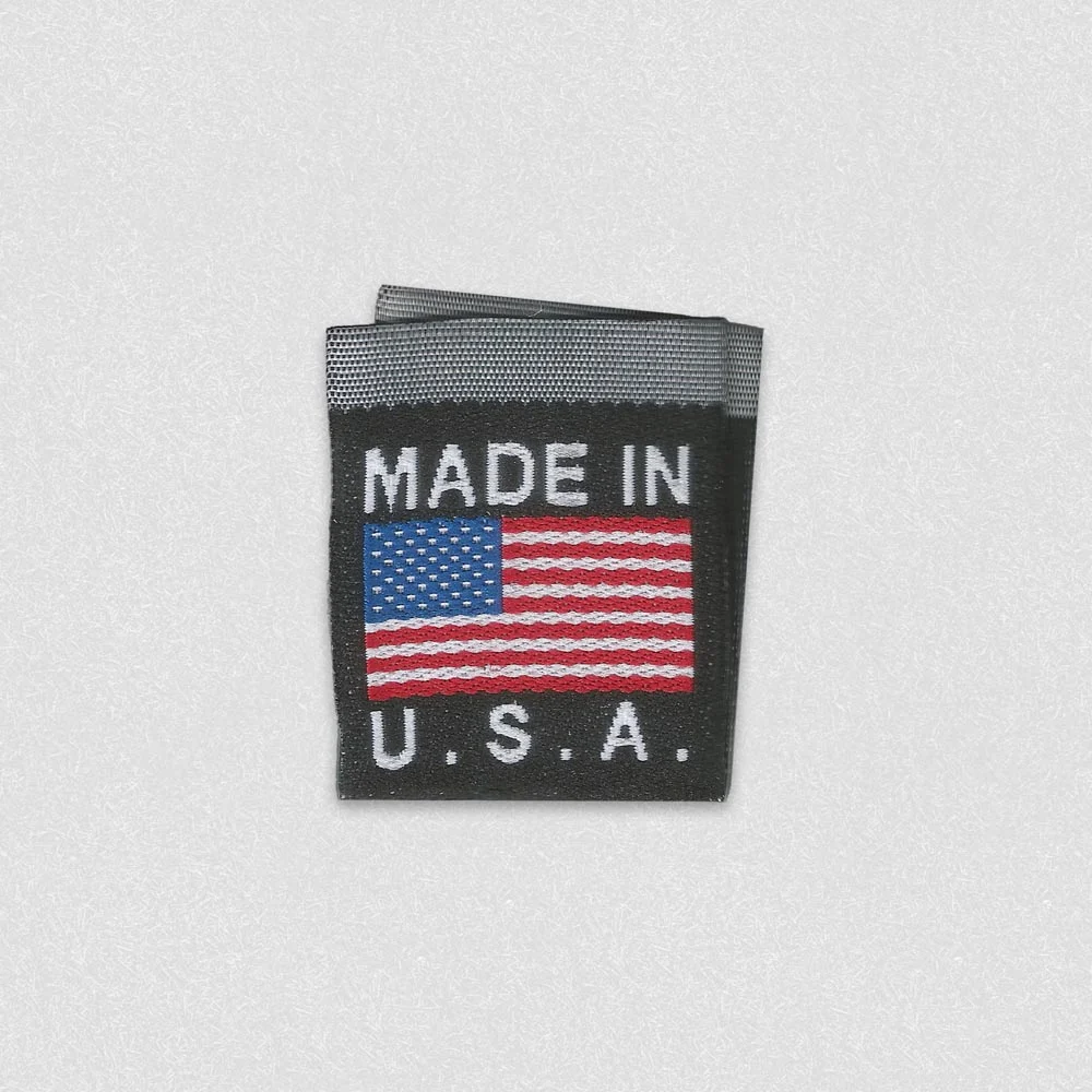 Etiqueta Plegado Bandera Made in USA con Bandera fabricado por LabelGo
