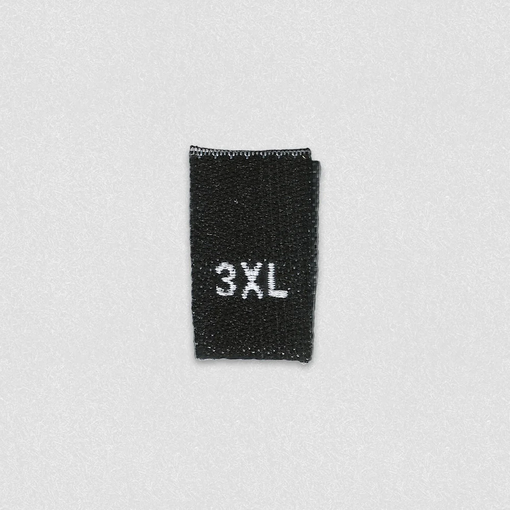 Etiqueta de Talla Tejida Negra – Talla 3XL fabricado por LabelGo